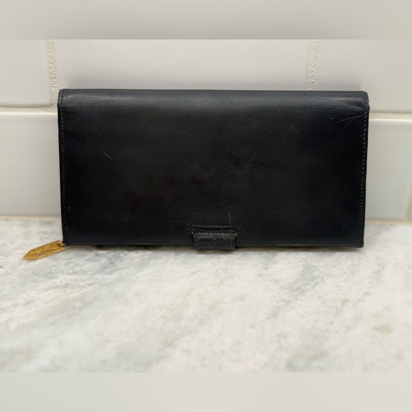 YVES SAINT LAURENT Vintage Black Leather Long Bifold Wallet/Clutch - Picture 5 of 16